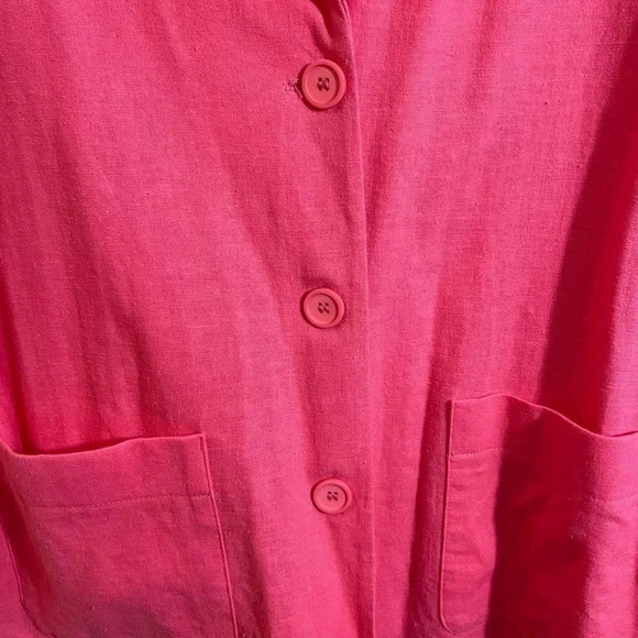 Vintage Leslie Fay Size 12 Coral Linen Blend Blazer Jacket Patch Pockets Relaxed - Picture 8 of 8